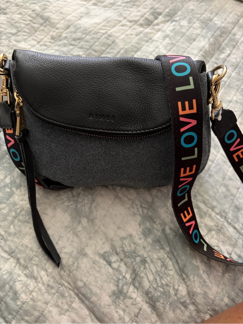 Aimee Kestenberg - Dual Entry Crossbody Leather & Denim, with guitar strap